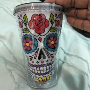 Sugar skull 18 oz tumbler W/O Straw